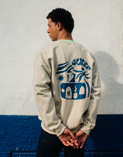 Buzo cuello redondo beige Bahía Morada