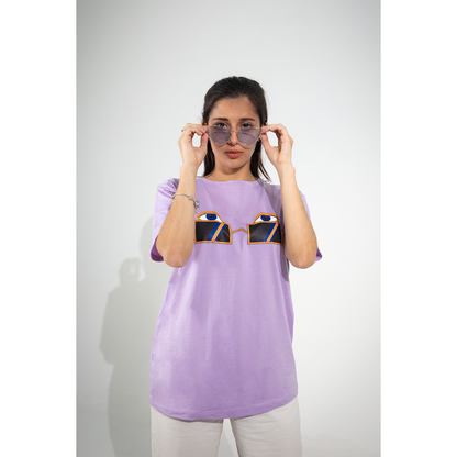 Camiseta lila Hippie love glasses