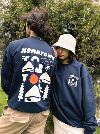 Buzo cuello redondo azul Roots